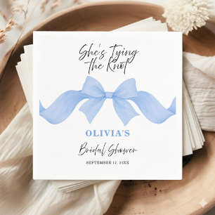 Light Blue Bow She's Tying the Knot Bridal Shower Napkin
