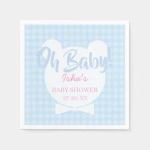 Light Blue Bow tie Bear baby Shower Paper Napkin