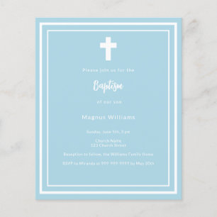 Light blue boy Baptism invitation