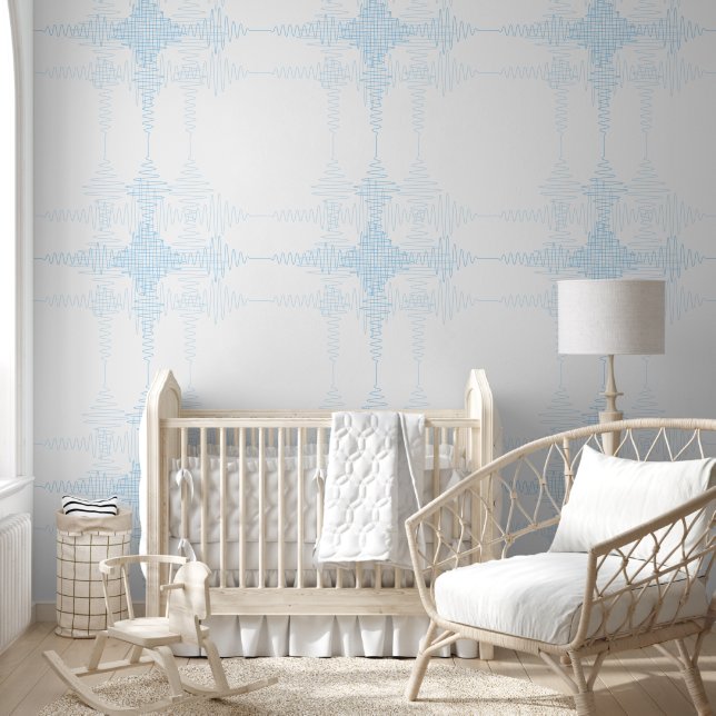 Light Blue Boy Room Sound Wave Minimal Style Wallpaper (Kids)