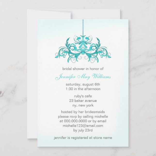Light Blue Bridal Shower Invitations (Front)