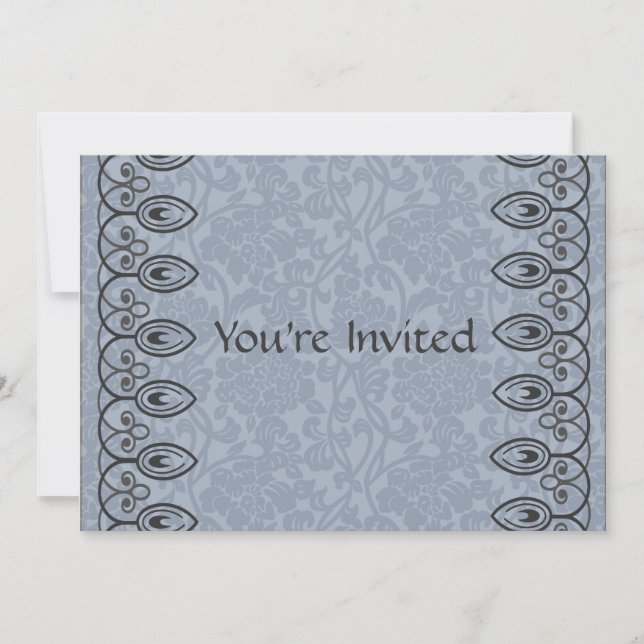 Light Blue Brocade Bridal Shower Invitation (Front)