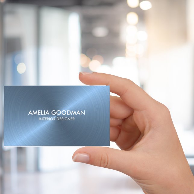 Light Blue Brushed Metal Sheen Business Card (Front of card. This card available in six colors.)