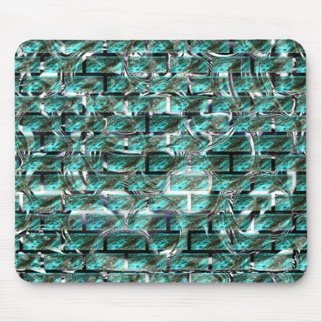 Light blue, bubbles in grid or brick wall effect t mouse pad (Front)