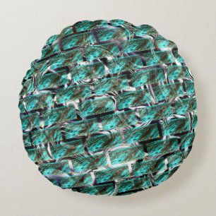 Light blue, bubbles upon grating or brick effect? round cushion
