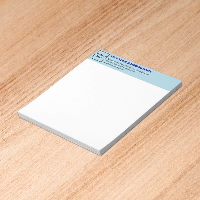 Light Blue Business Brand on Heading of Small Notepad (Build brand name awareness. Your business brand on light blue heading of small notepad.)