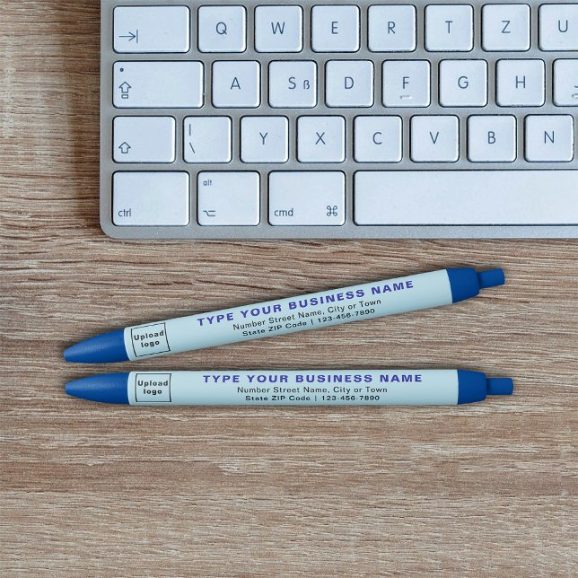 Light Blue Business Brand on Ink Pen (Ink pen with light blue barrel and your business brand)