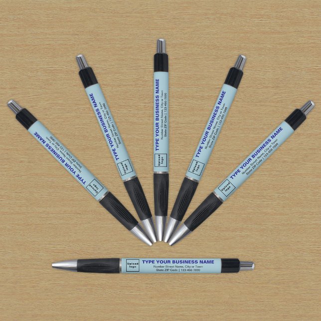 Light Blue Business Brand on Pen (Pen with light blue barrel and your business brand)