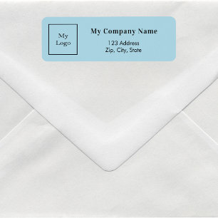 Light blue business logo return address label