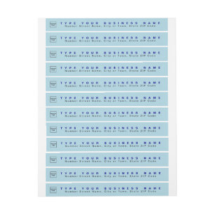 Light Blue Business Return Address Slim Wrap Around Label