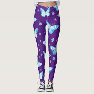 Light Blue Butterflies  Leggings