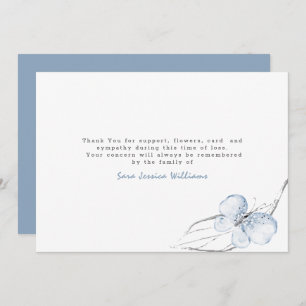 Light Blue Butterfly Funeral   Thank You Card