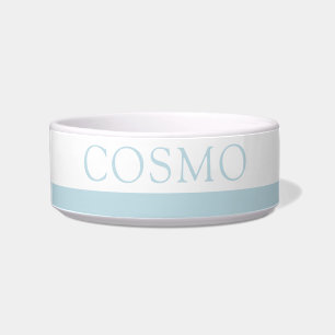 Light Blue Cat or Dog Name Pet Food Bowl