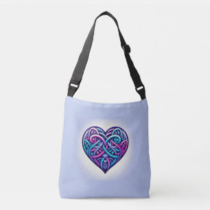 Light Blue Celtic Heart Crossbody Bag