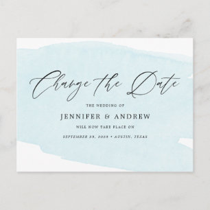 Light Blue Change The Date Wedding Postponement Announcement Postcard