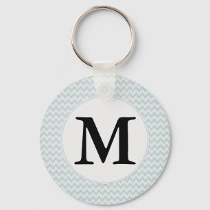 Light Blue Chevron Monogram Key Ring