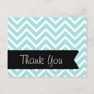 Light Blue Chevron Thank You Postcard