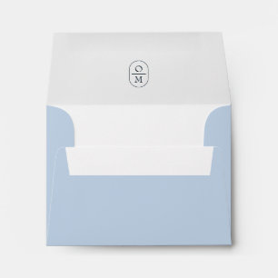 Light Blue   Chic Minimalist Monogram Wedding RSVP Envelope