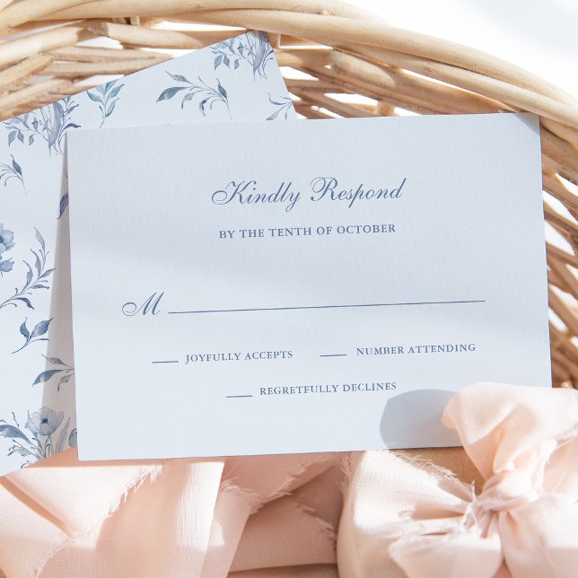 Light Blue Chinoiserie | Simple Wedding RSVP Card (Creator Uploaded)