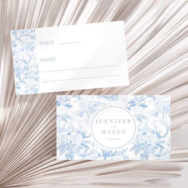 Light blue chinoiserie wedding Flat Place Card (Creator Uploaded)