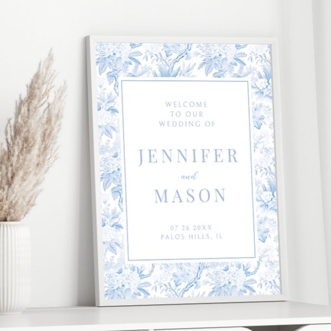 Light blue chinoiserie wedding welcome sign poster (Creator Uploaded)