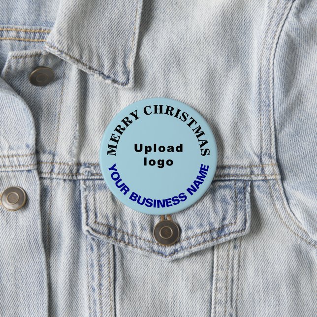 Light Blue Christmas Business Round Shape Button (In Situ)