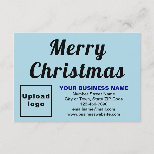 Light Blue; Christmas; Business; Small Flat Card (Front)