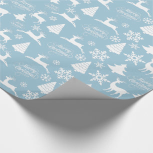 Light Blue Christmas Holiday Wrapping Paper