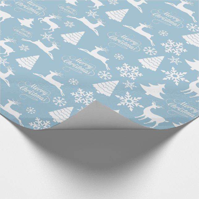 Light Blue Christmas Holiday Wrapping Paper (Corner)