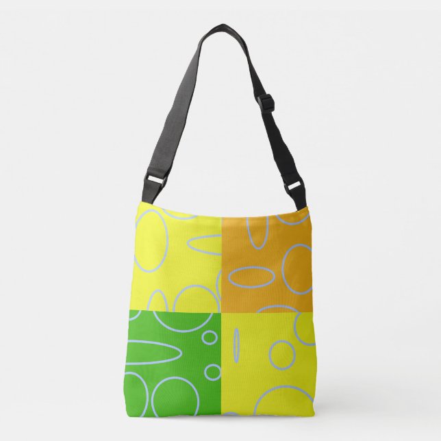 Light Blue Circles Loops Squares  Crossbody Bag (Front)