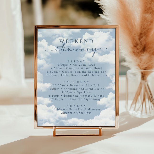 Light Blue Cloud Bachelorette Weekend Itinerary Poster (Creator Uploaded)