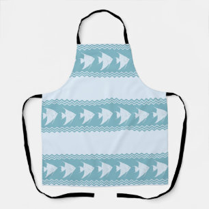 Light Blue Coastal Angelfish Stripes Apron