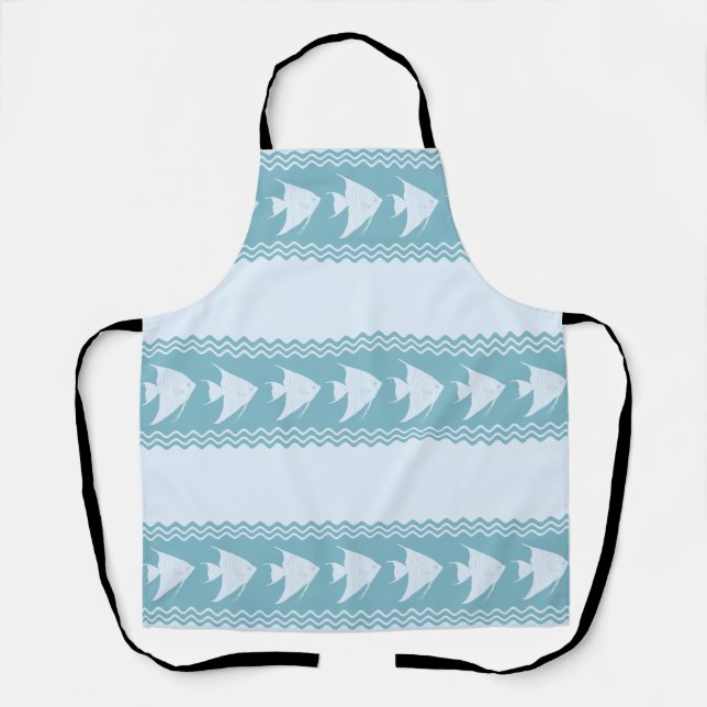 Light Blue Coastal Angelfish Stripes Apron (Front)