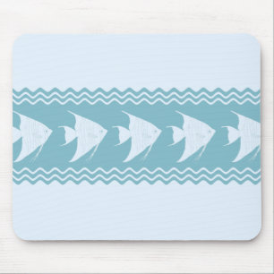 Light Blue Coastal Angelfish Stripes Mouse Pad