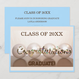 Light Blue Congrats Graduate Graduation Balloon Invitation