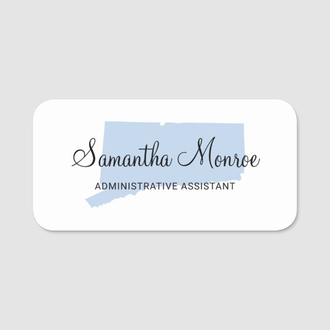 Light Blue Connecticut Name Tag (Front)