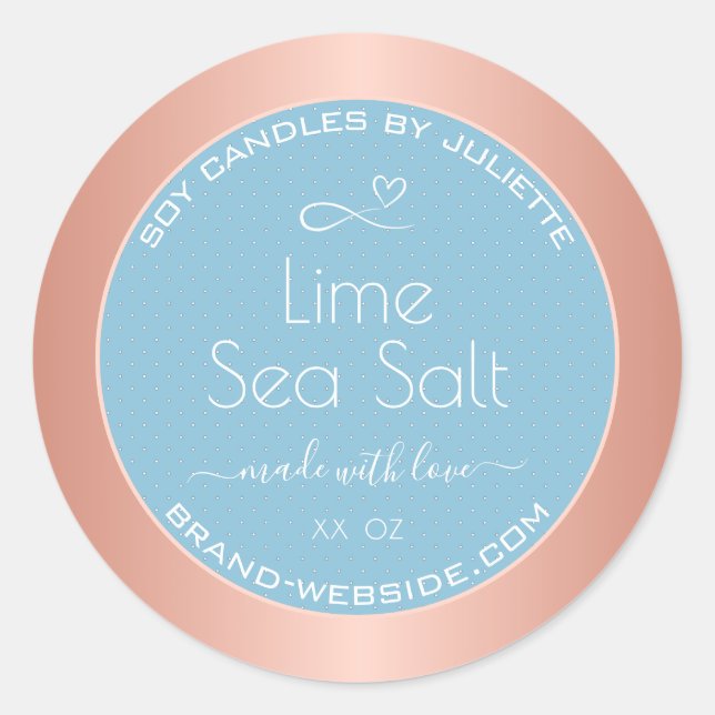 Light Blue Cool Rose Gold Effect Sea Salt Labels (Front)