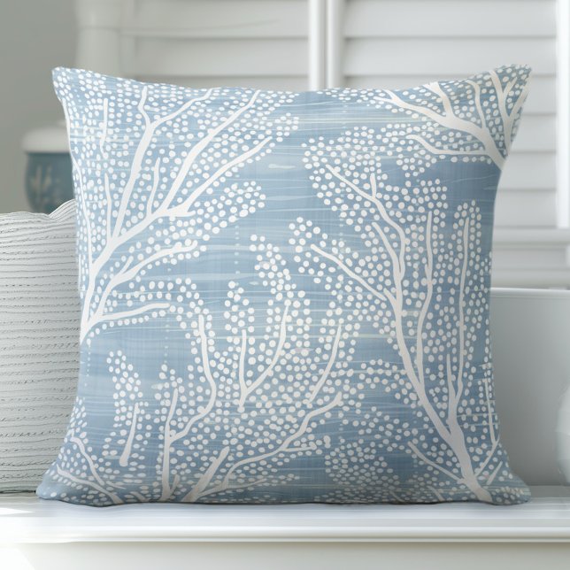 Light Blue Coral Throw Pillow (Creator Uploaded)