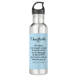 Light Blue Courage Bible Verse Custom Name Simple 710 Ml Water Bottle