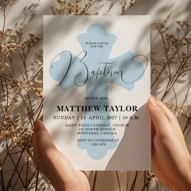 Light Blue Cross Baptism invitation (Creator Uploaded)