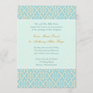 Light Blue Cross Damask Wedding initivation Invitation