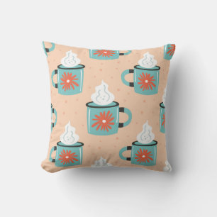 Light Blue Cup Seamless Pattern. Cushion