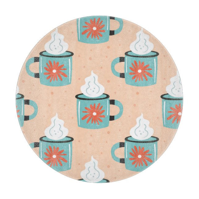Light Blue Cup Seamless Pattern. Cutting Board (Front)