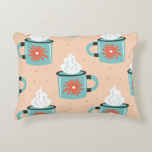 Light Blue Cup Seamless Pattern. Decorative Cushion