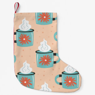 Light Blue Cup Seamless Pattern. Small Christmas Stocking
