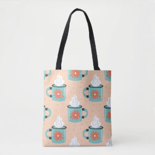 Light Blue Cup Seamless Pattern. Tote Bag