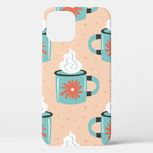 Light blue cup with steam seamless pattern, textur Case-Mate iPhone case (Back)