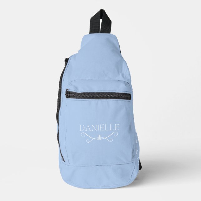 Light Blue Custom Name "Ballet Everyday"  Sling Bag (Front)