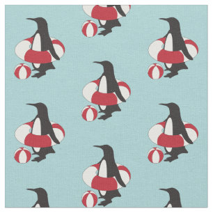 Light Blue Cute Cartoon Penguin Swimming Kids Fabric