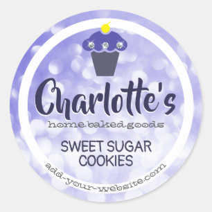 Light Blue Cute Ombre Glitter Cupcake Baking Label